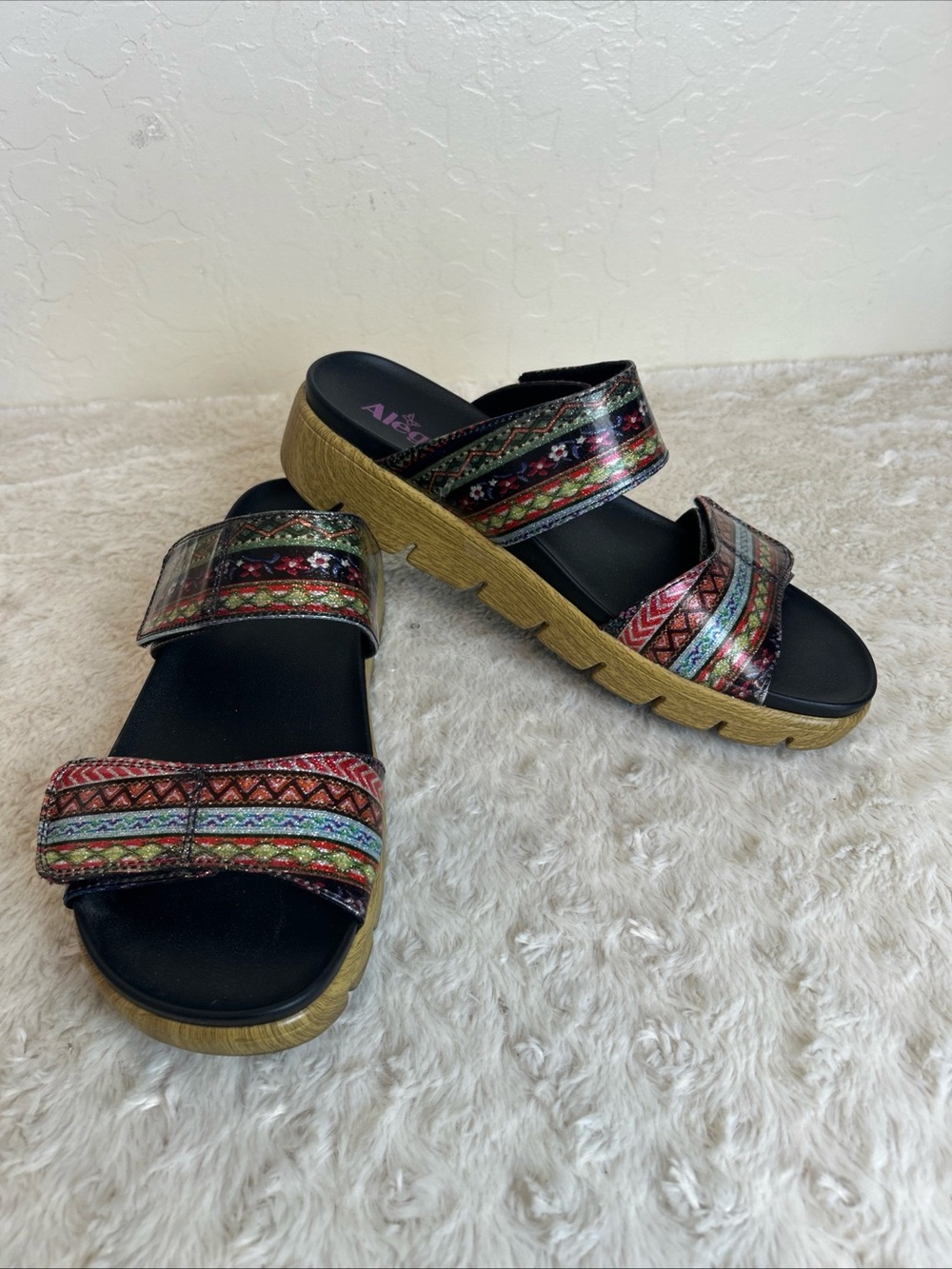 Alegria by PG Lite Womens 41 US 10.5 Lena Pow Wow Double Strap Slip On Sandals